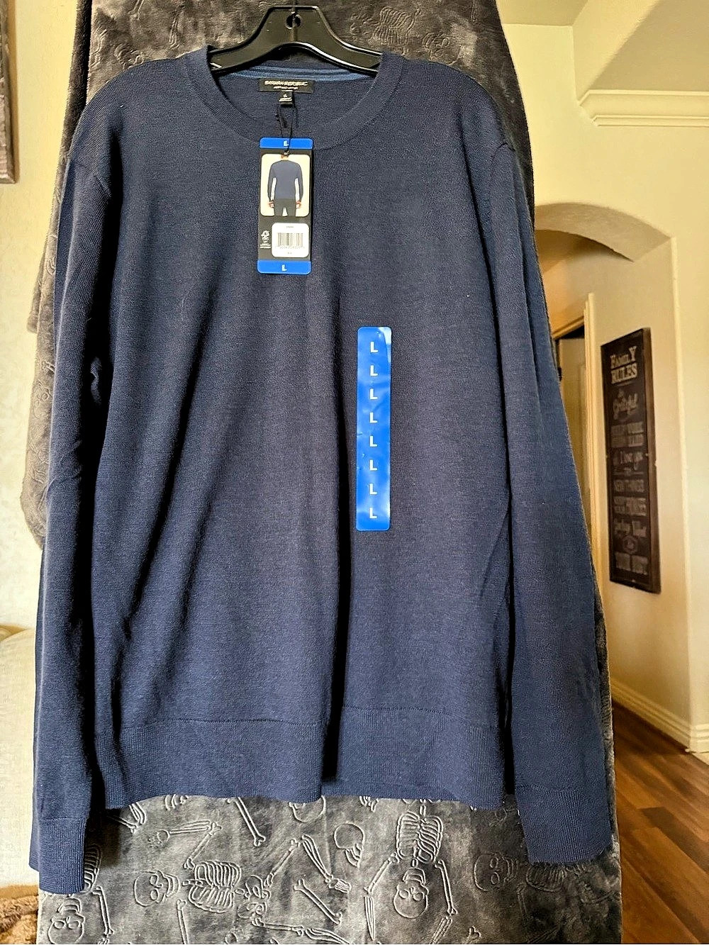 Banana Republic Merino Crew-Neck Sweater Crewneck Sweater in Blue Size Large NWT